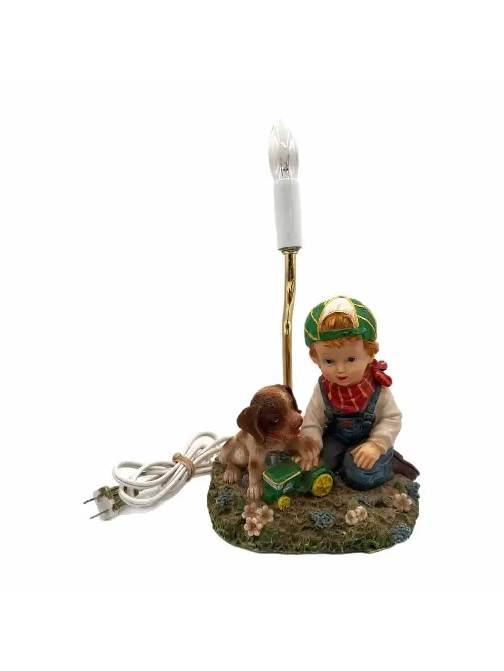 Vintage Homco Home Interiors “Denim Days” Collection Resin Figurine Lamp
